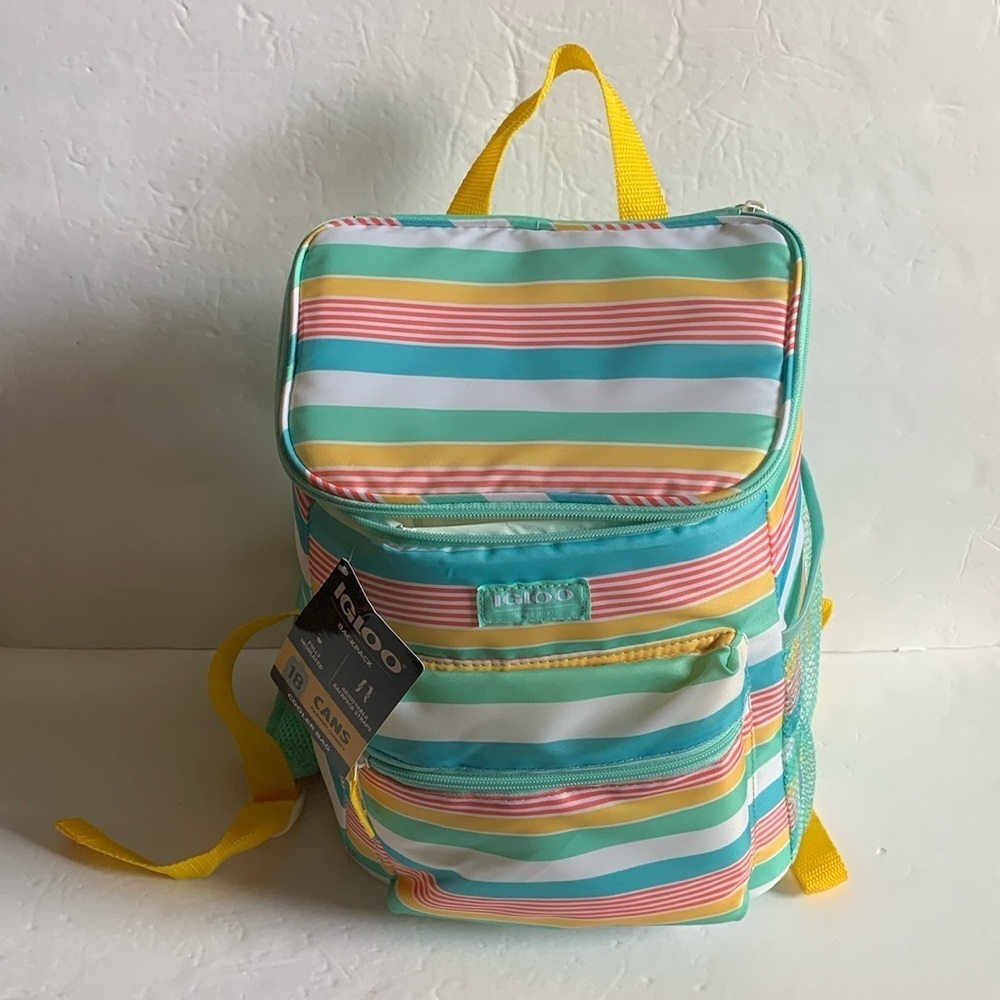 Igloo Backpack Soft Bag 18 Can 3 Compartment Candy Stripes NWT